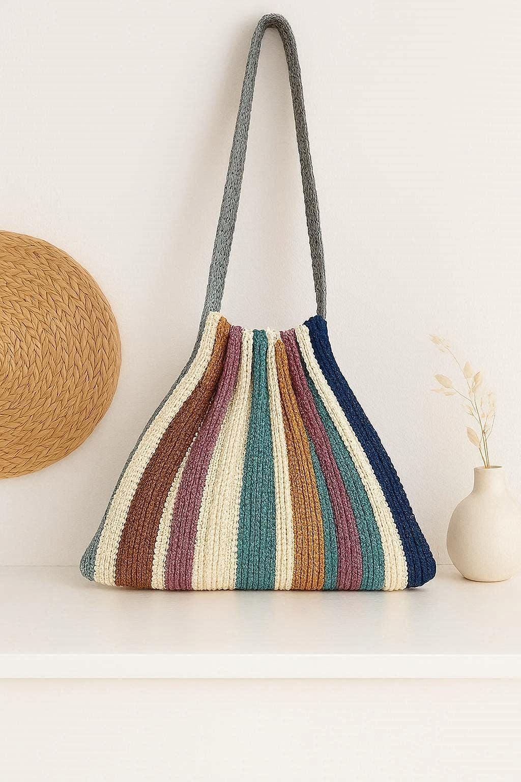 Crochet Accordion Bag Pattern | Step by Step Photo Tutorial | Beginner Friendly Shoulder Bag | Modern Textured Crochet Purse PDF