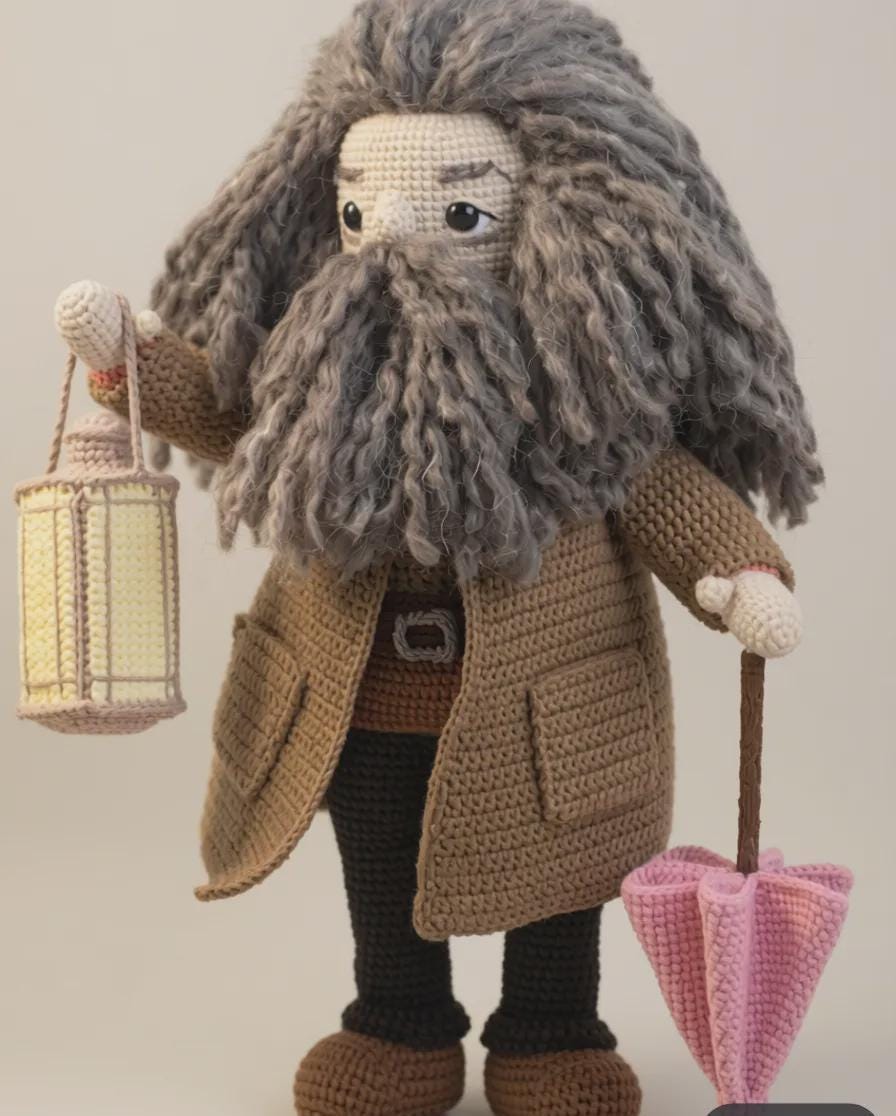 Gentle Giant Wizard Amigurumi Pattern – Crochet Doll with Umbrella & Lantern, Step by Step Tutorial