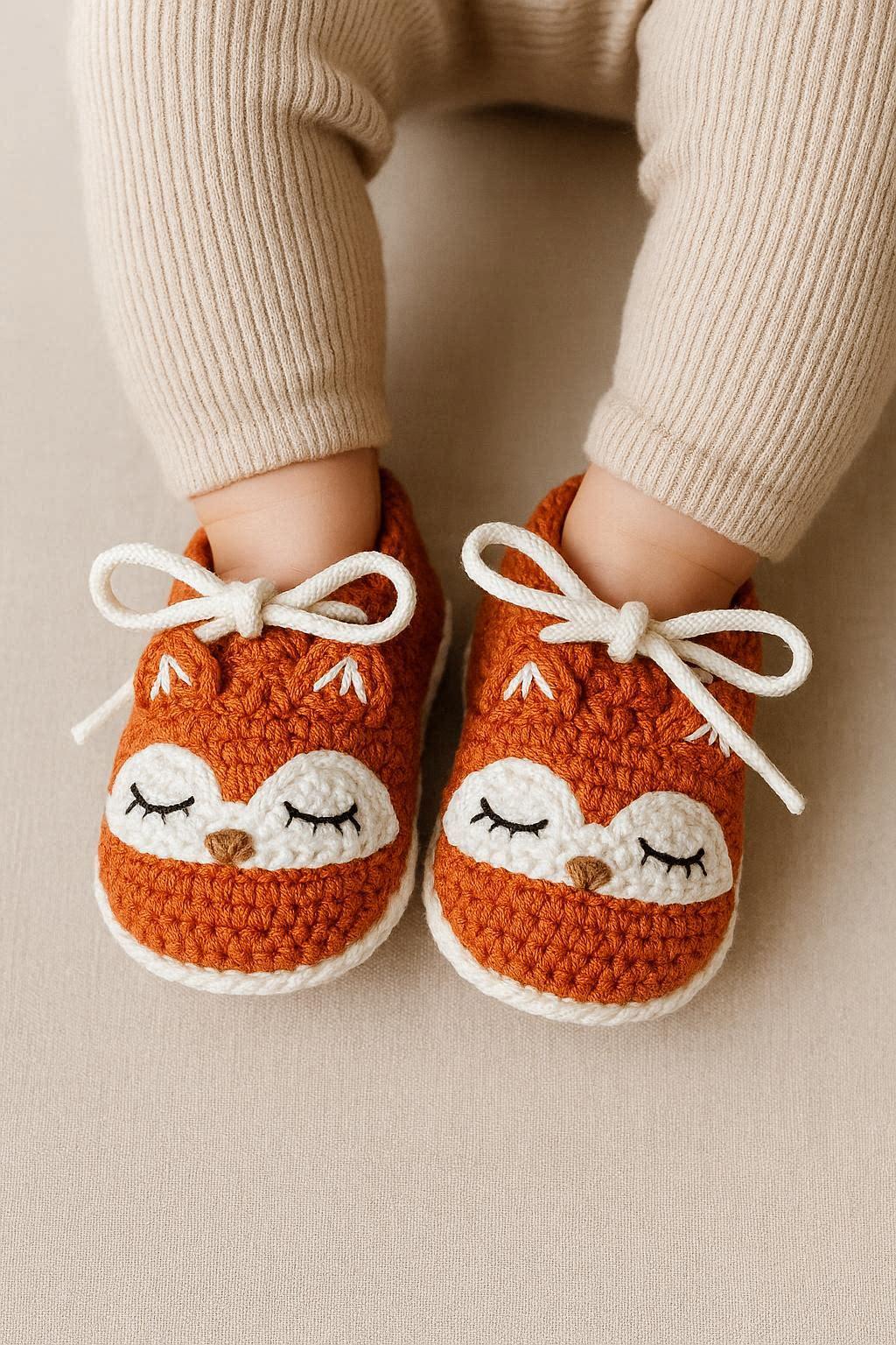 Fox Baby Booties Crochet Pattern PDF, Cute Animal Baby Shoes, Newborn Fox Booties, Woodland Baby Crochet Pattern, Step by Step Photo