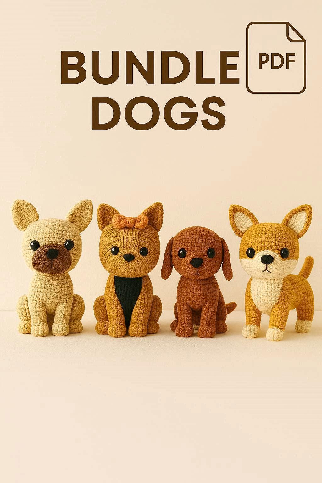 Amigurumi Dog Pattern Bundle – Yorkshire, Corgi, French Bulldog & Dachshund – Crochet Tutorial with Step by Step Photos