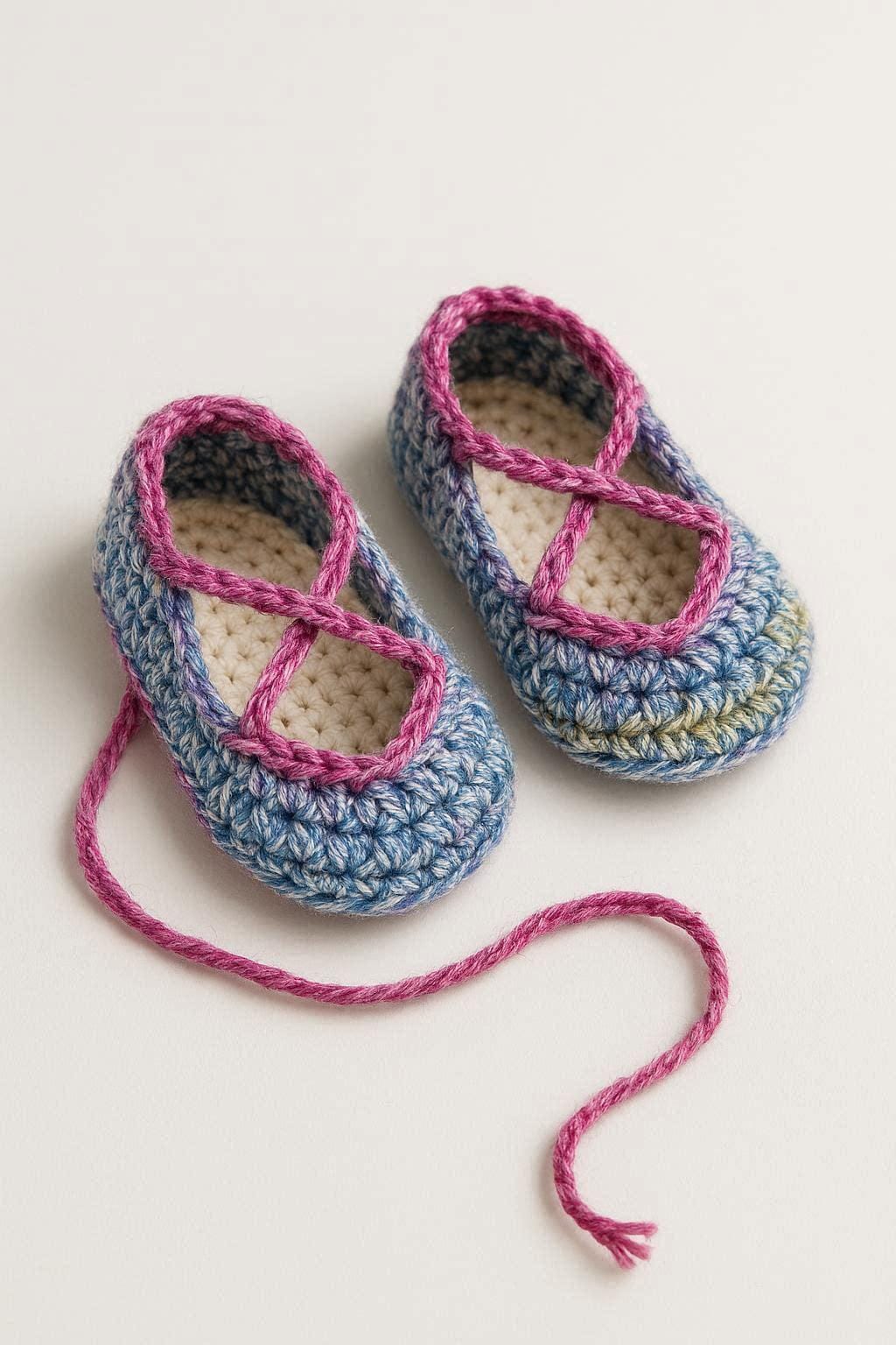 Crochet Baby Ballet Flats Pattern PDF – 3 Styles Included – Girl Ballerina Shoes 0-8 Years – Step by Step Photo Tutorial