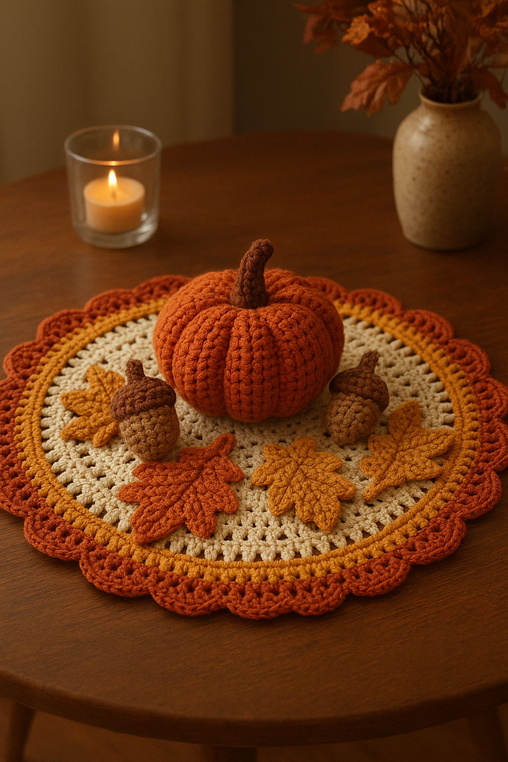 Autumn Centerpiece Crochet Pattern, Fall Doily PDF