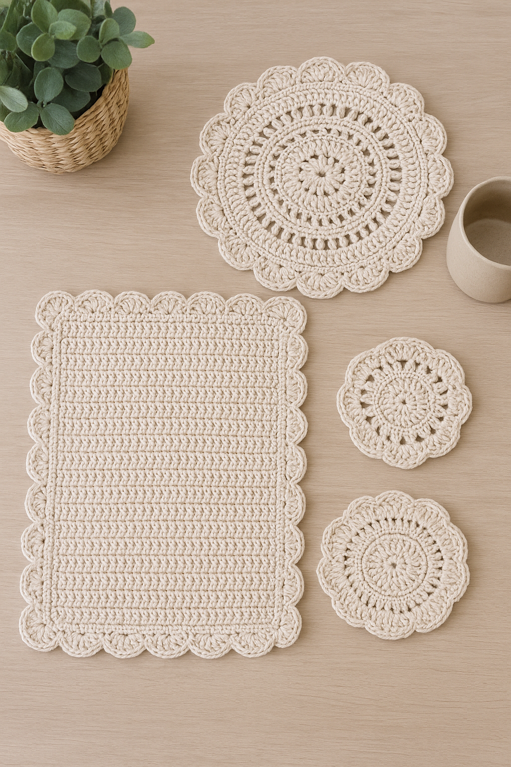 Boho Crochet Table Set Pattern -- Placemat, Coaster, Centerpiece (PDF Pattern)