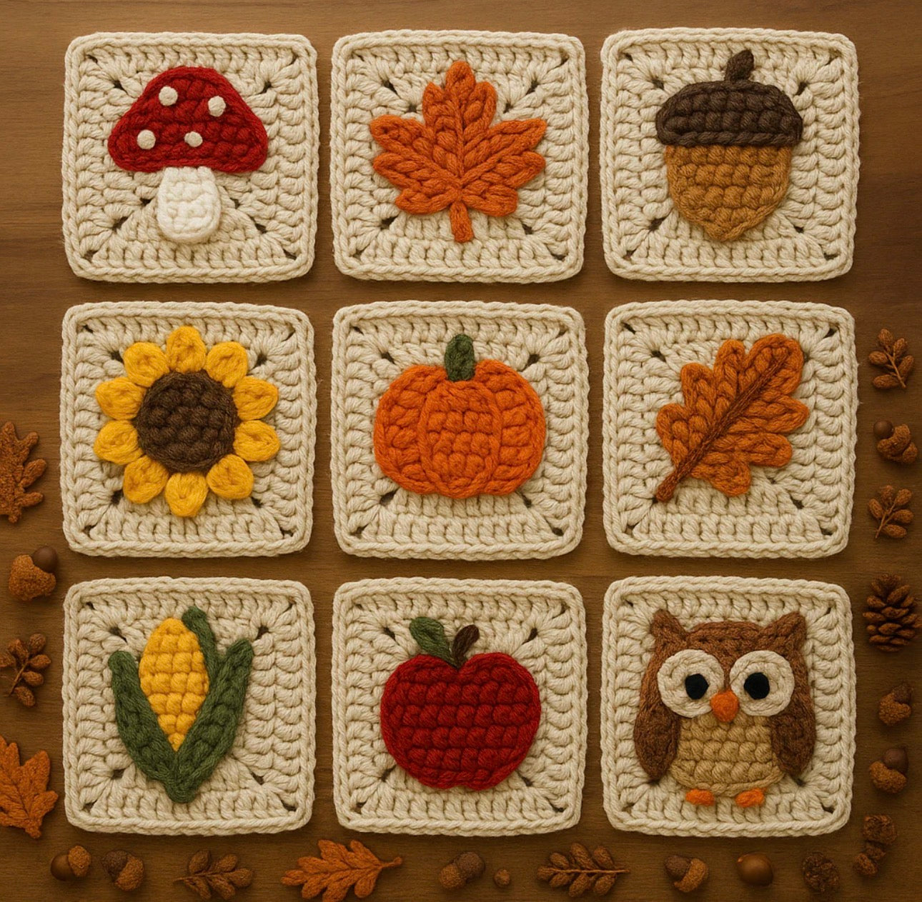 Autumn Granny Square Blanket Crochet Pattern -- Fall Decor Afghan (PDF Pattern)