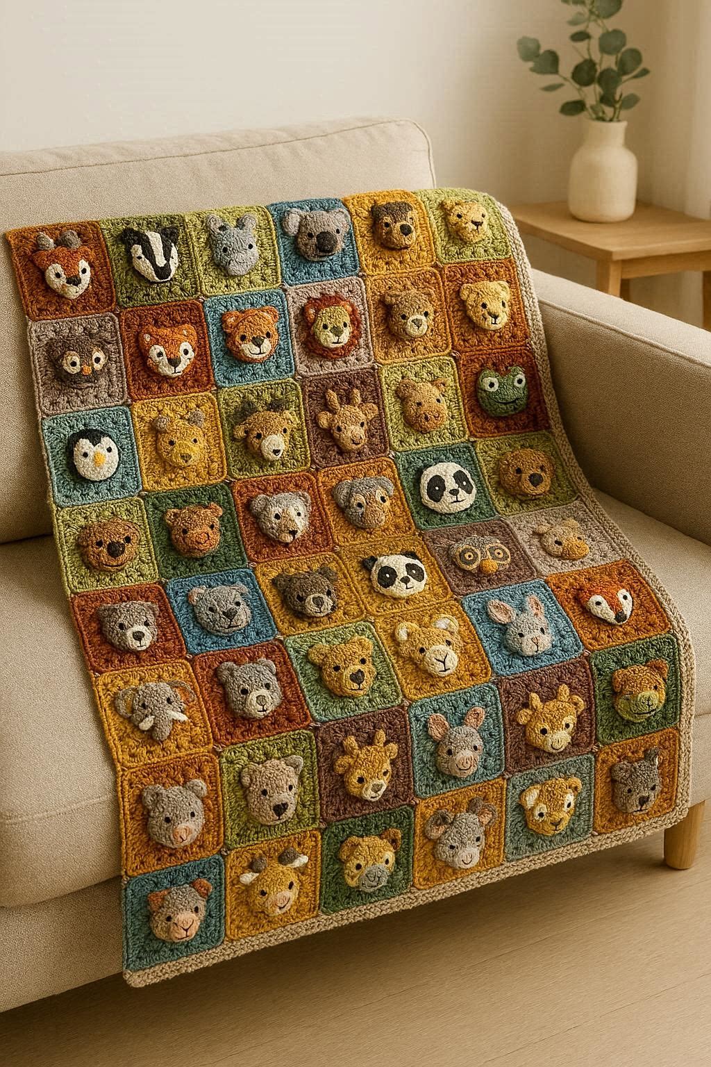 Blanket Squares Animal Granny Crochet Pattern | Appliqué Crochet | PDF | Bundle kingdom