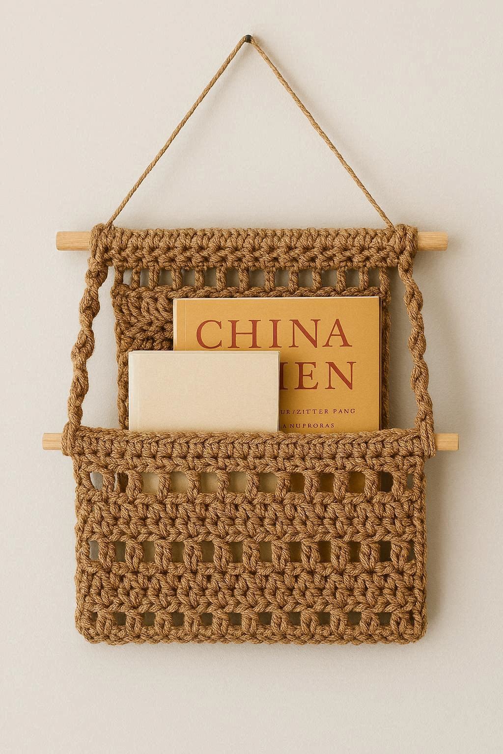 Boho Crochet Book Nook Pattern | Wall Hanging Pocket Organizer (PDF Pattern)