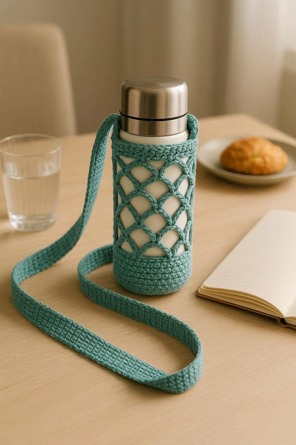Bergen Bottle Cozy Crochet Pattern | Water Bottle Holder PDF | Reusable Cover | Easy