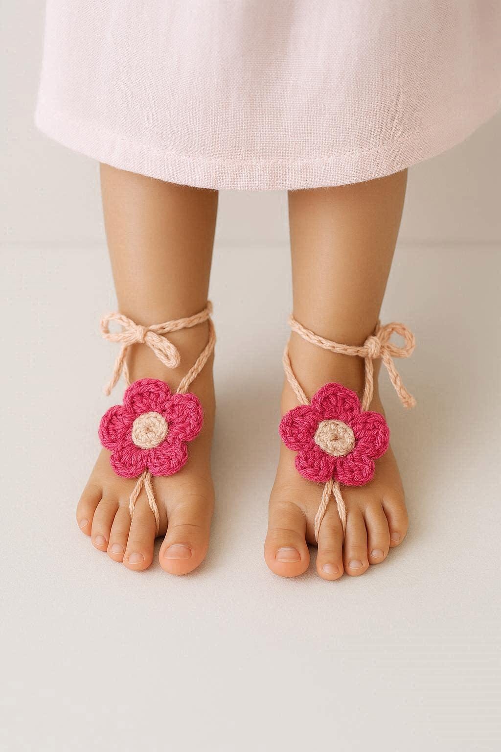 Crochet Baby Barefoot Sandals Pattern, PDF DIY Tutorial for Newborn Photos, Summer Boho Baby Shoes, Beach Days, Baby Shower Gift Ideas