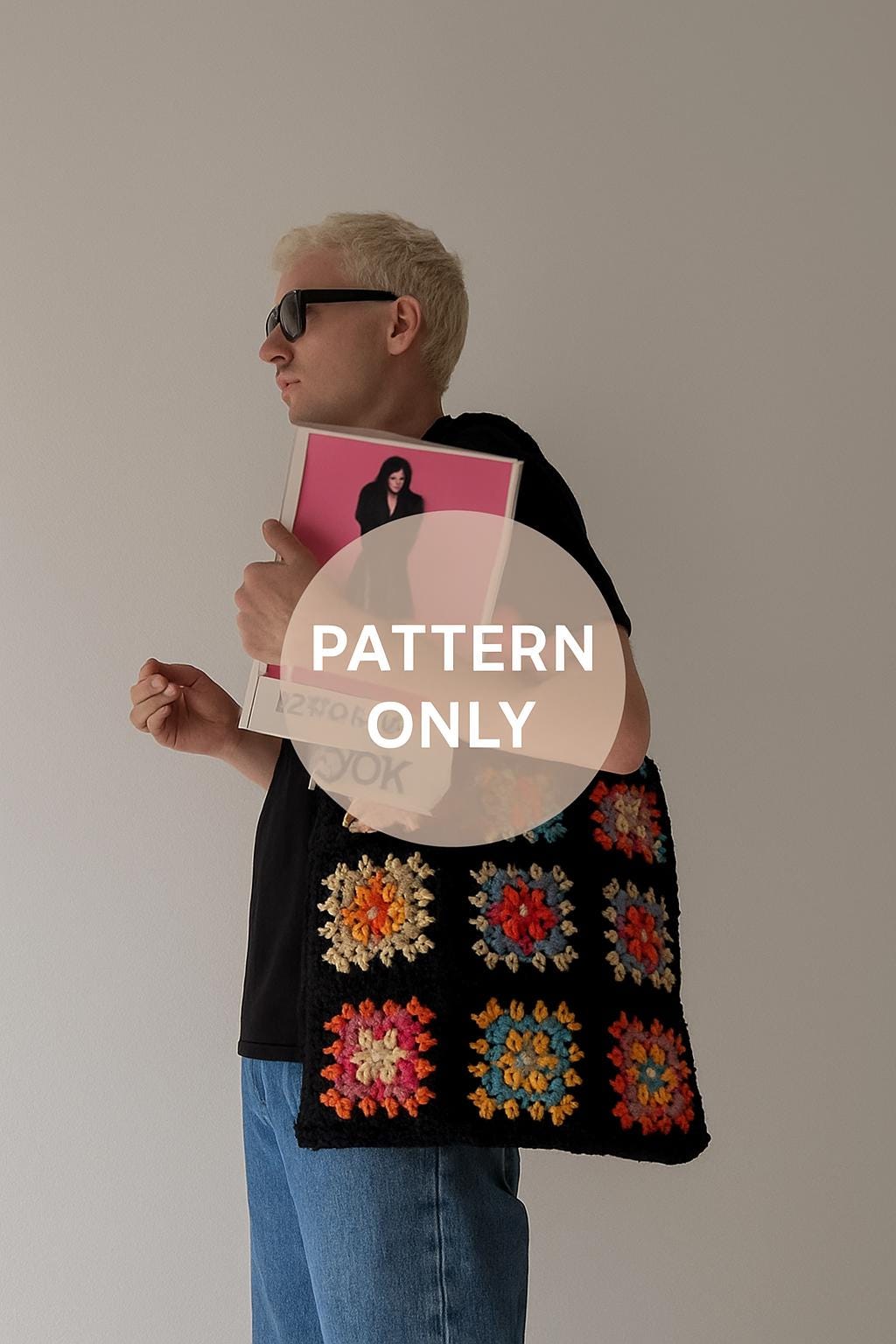 Crochet Granny Square Tote Bag Pattern – DIY Handmade Bag Tutorial, Step-by-Step Instructions, Colorful Crochet Purse