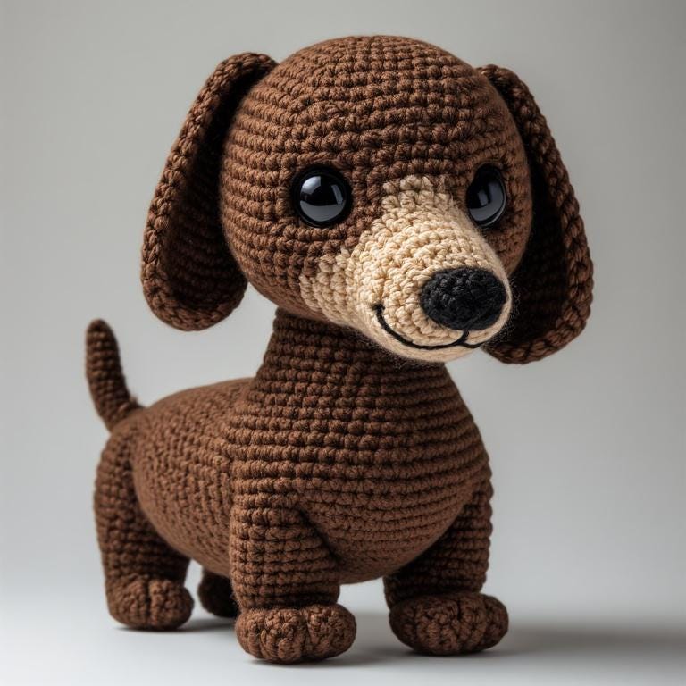Dog Dachshund Amigurumi Crochet Pattern PDF |  Bassotto bicolor | Dog Tutorial with photos step by step  | Puppy Crochet Pattern