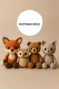 Animals Amigurumi Crochet Pattern Bundle | Set di Schemi Uncinetto Amigurumi (Owl, Bear, Fox, Cat)