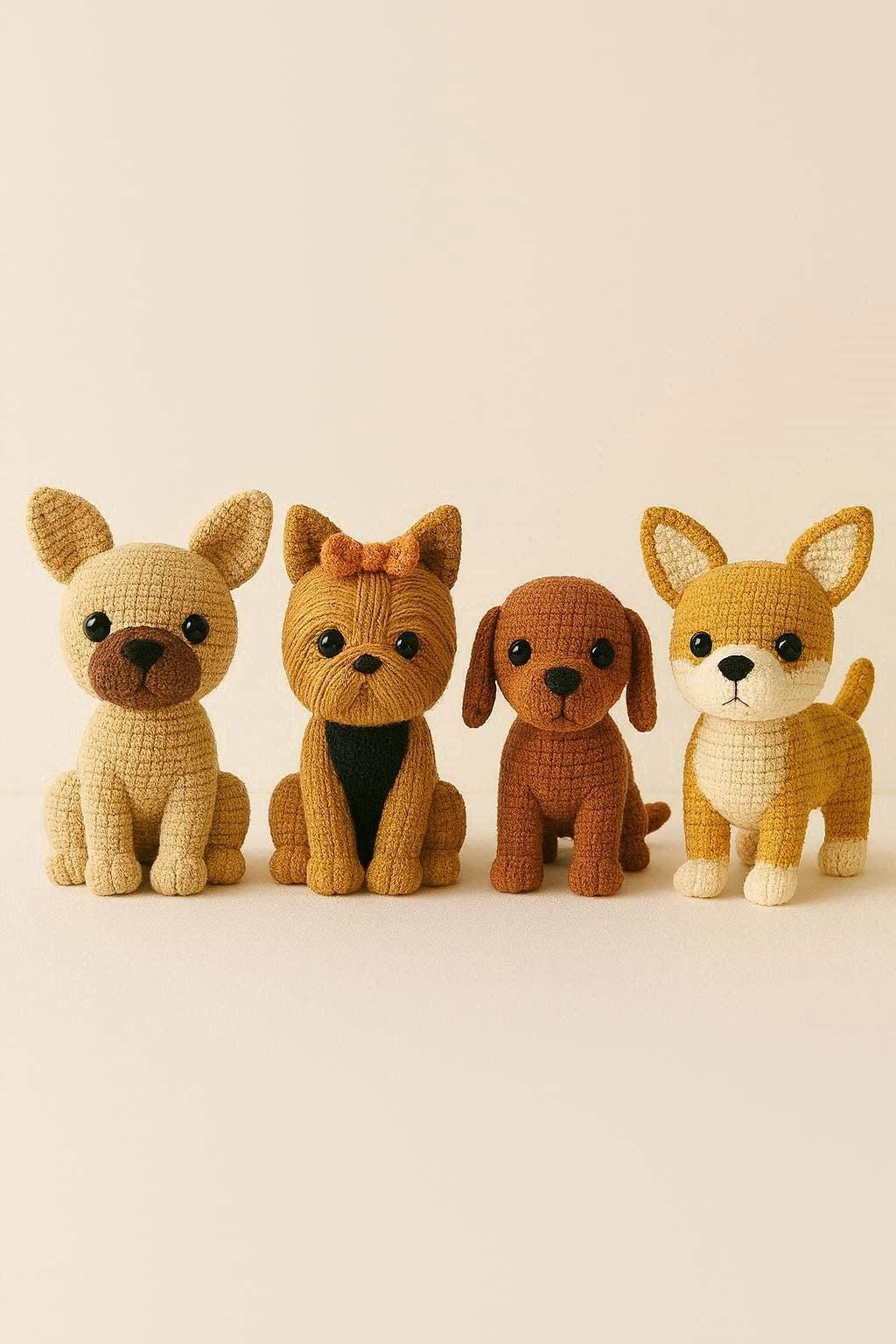Amigurumi Dog Pattern Bundle – Yorkshire, Corgi, French Bulldog & Dachshund – Crochet Tutorial with Step by Step Photos