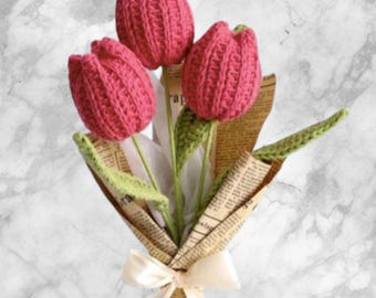 Crochet Tulip Pattern with Step-by-Step Photos | Handmade Flower Home Decor | DIY