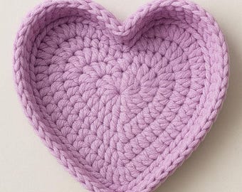 Crochet Heart Trinket Tray Pattern - Easy Beginner Friendly Crochet PDF