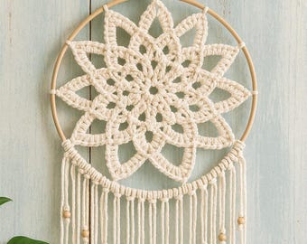 Dreamcatcher Crochet Pattern -- Boho Wall Hanging PDF -- Step-by-Step Photo Tutorial -- Easy Crochet Home Decor