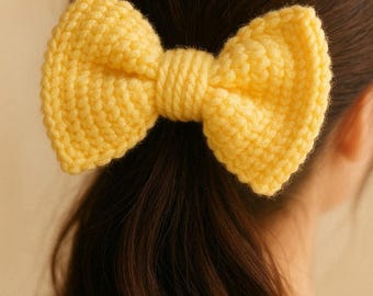 Crochet Hair Bow Pattern -- Easy Hair Accessory | PDF Clear photos for step | Beginner Friendly