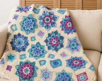 Floral Granny Square Crochet Blanket Pattern | Mandala Afghan (PDF Pattern)