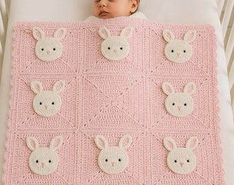 Crochet Bunny Granny Square Baby Blanket Pattern (PDF Pattern)